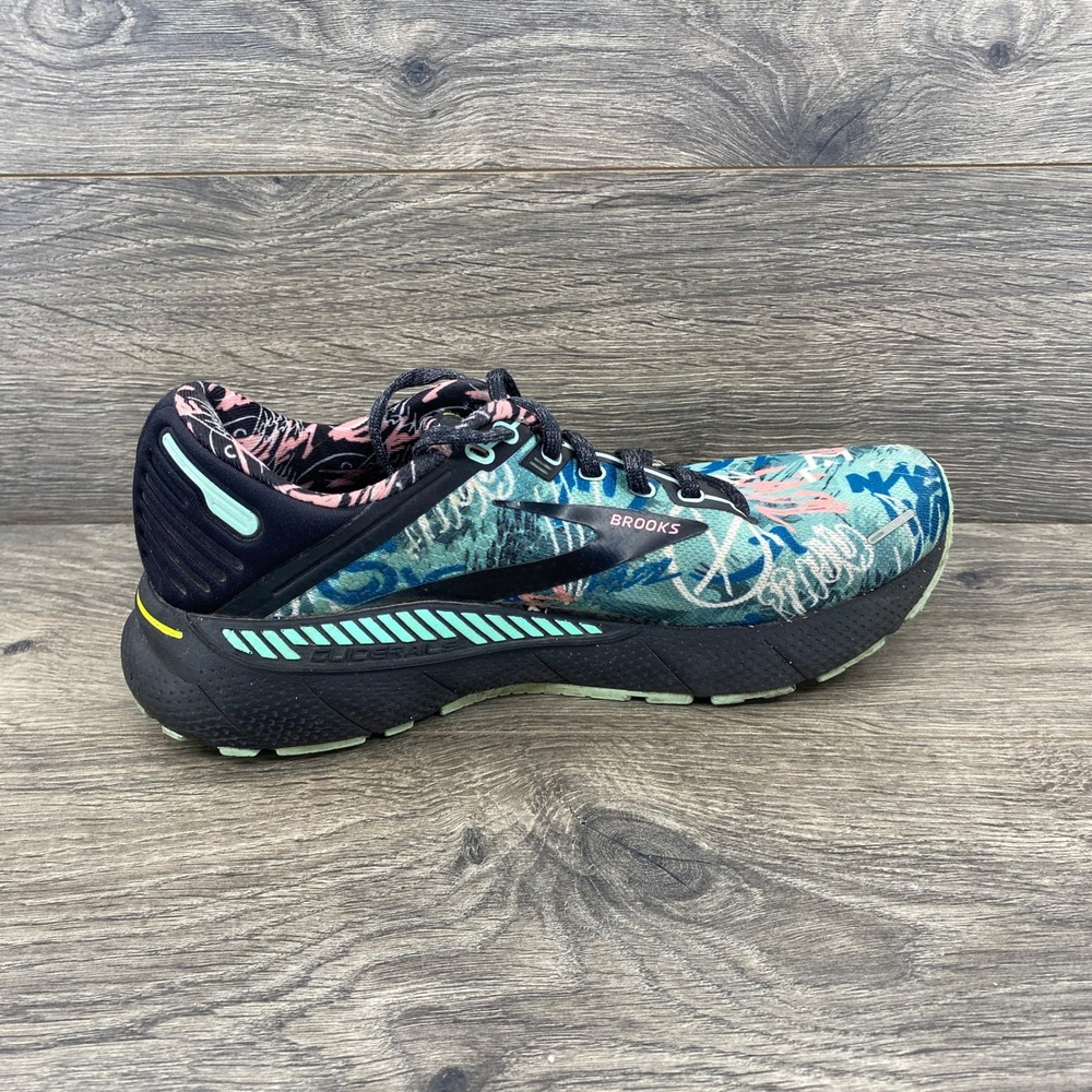 Brooks Adrenaline GTS 22 Running Shoes Womens 9 Teal Pink Graffiti NYC Marathon - Picture 7 of 12